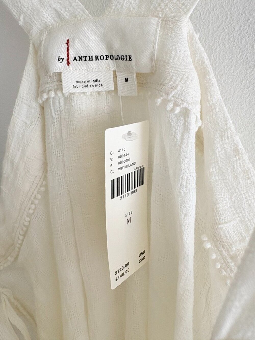 Anthropologie Gauzy Cotton Swiss Dot Tank Top Slits Sides Tunic Dress White NWT - Picture 6 of 9
